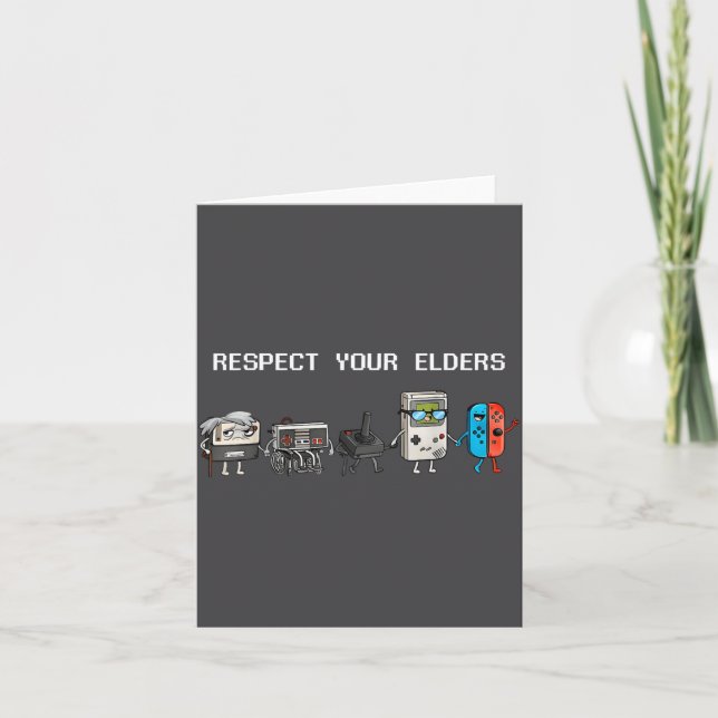 Cartão Respect Your Elders Retro Gaming Funny Gamer Contr (Frente)