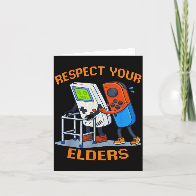 Cartão Respect Your Elders Retro Gaming Funny Gamer Contr (Frente)