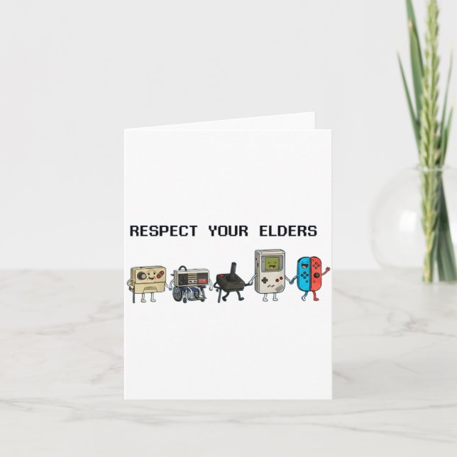 Cartão Respect Your Elders Retro Gaming Funny Gamer Contr (Frente)