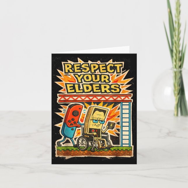 Cartão Respect Your Elders Retro Gaming Funny Gamer Contr (Frente)