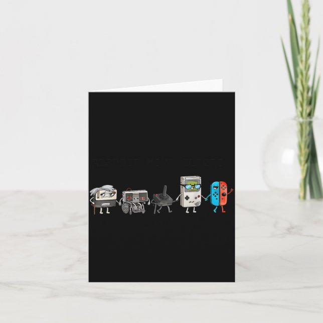 Cartão Respect Your Elders Retro Gaming Funny Gamer Contr (Frente)