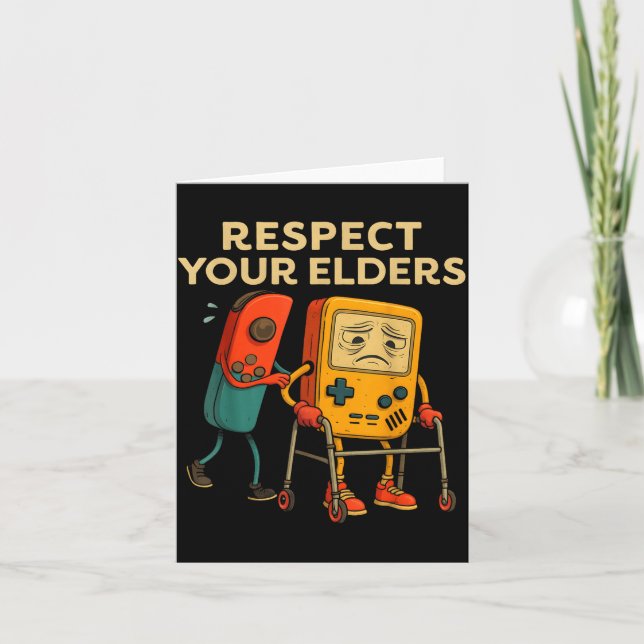 Cartão Respect Your Elders Retro Gaming Funny Gamer Contr (Frente)