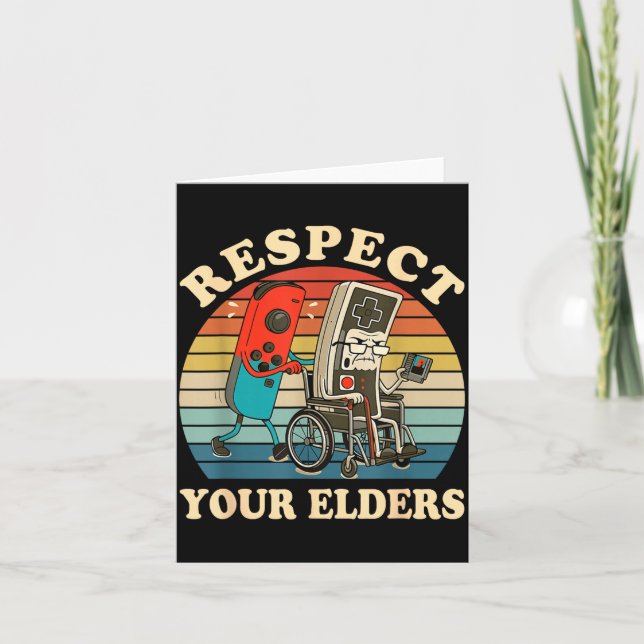 Cartão Respect Your Elders Retro Gaming Funny Gamer Contr (Frente)