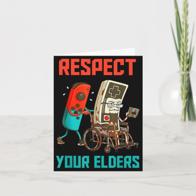 Cartão Respect Your Elders Retro Gaming Video Gamer 80s B (Frente)