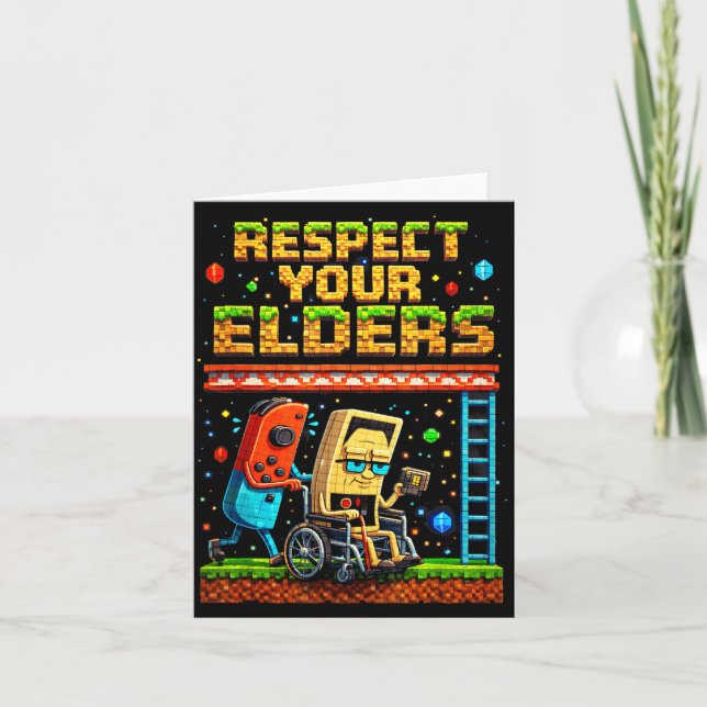 Cartão Respect Your Elders Retro Gaming Xel Gamer Control (Frente)