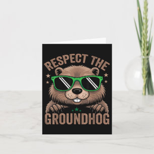 Cartão Respeite a Bandeira do Groundhog EUA Woodchuck Dia