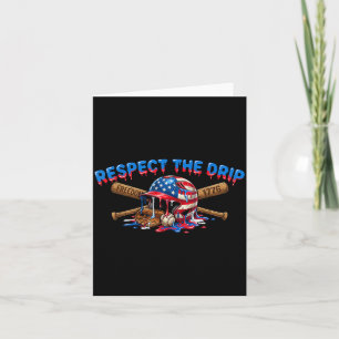 Cartão Respeite O Design Patriótico de Beisebol Drip 1776