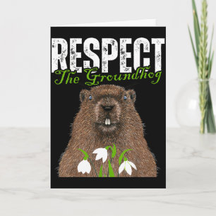 Cartão Respeite o Dia da Marmota Engraçado Vintage Dia da