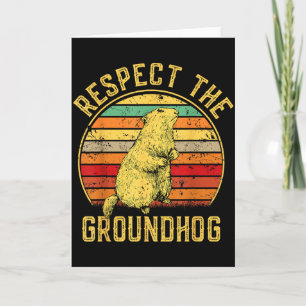 Cartão Respeite O Dia Do Groundhog Retro Vintage