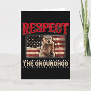 Cartão Respeite O Groundhog Bandeira Dos EUA Vintage Dia