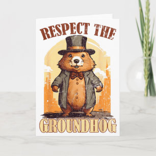 Cartão Respeite O Groundhog Engraçado Dia Do Groundhog _1