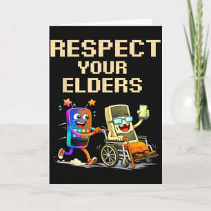 Cartão Respeite Seus Anciãos Jogos Retrô Fone Gamer Contr