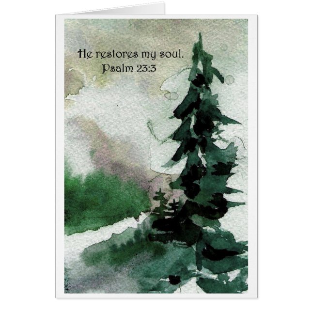 Cartão Restaura minha alma.    23:3 do salmo (Frente)
