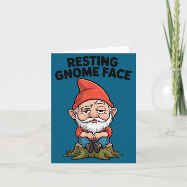 Cartão Resting Gnome Face Cute Funny Christmas Kawaii Car (Frente)