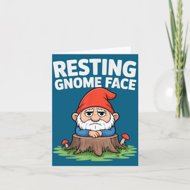 Cartão Resting Gnome Face Cute Funny Christmas Kawaii Car (Frente)