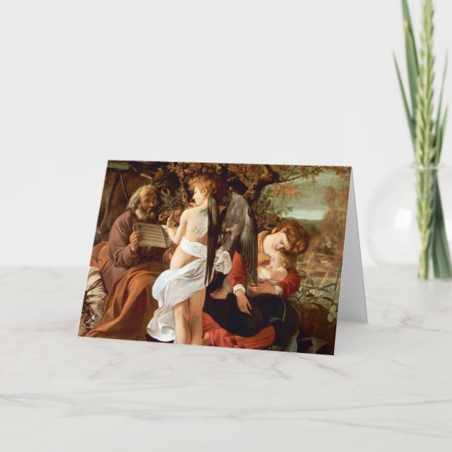 Cartão Resting on the Flight into Egypt by Caravaggio (Frente)