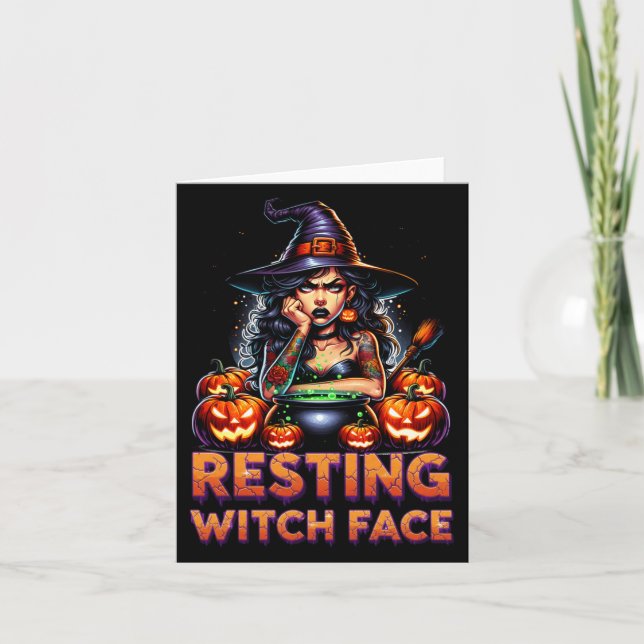 Cartão Resting Witch Face Funny Sarcastic Halloween Rude  (Frente)