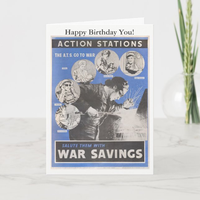 Cartão Retirada do poster de guerra britânico. (Frente)