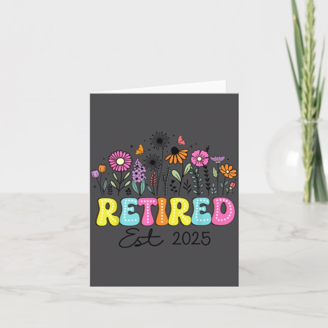 Cartão Retired Est 2025 Boho Floral Retirement Retire Tea (Frente)