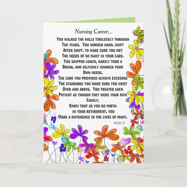 Cartão Retired Nurse Poem Greeting Card #18 (Frente)