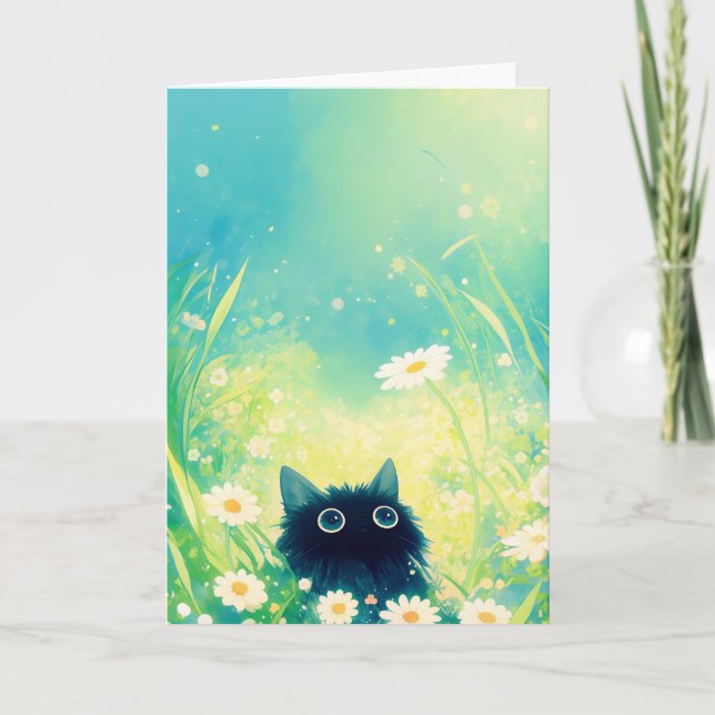 Cartão Retiro da Flor de Gatinho (Frente)