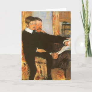 Cartão Retrato Antigo de Pai e Filho por Mary Cassatt