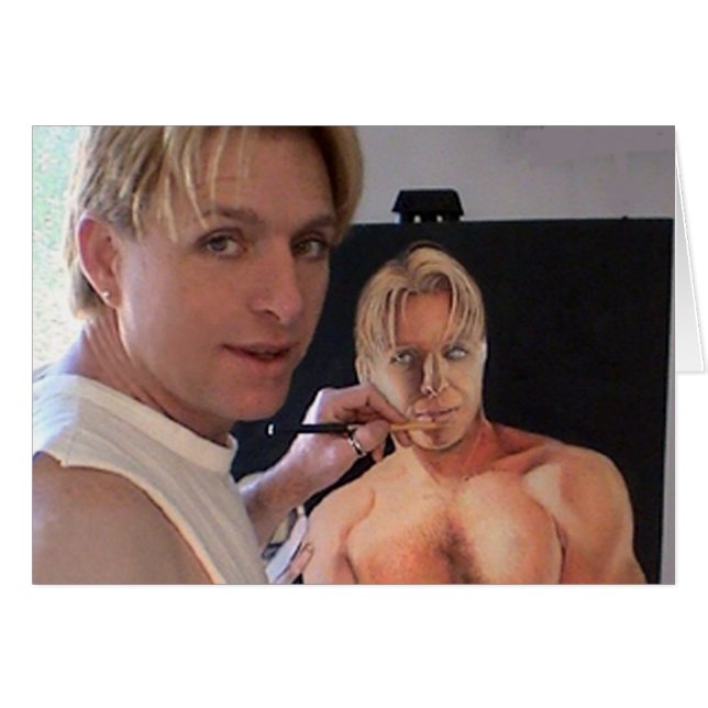 Cartão Retrato automático de desenho (Frente Horizontal)