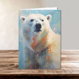 Cartão Retrato branco do urso polar em tons Legal