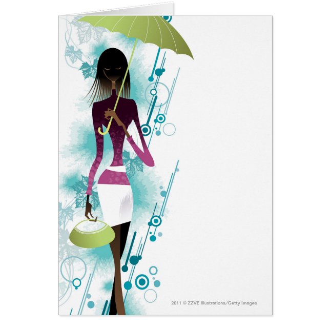 Cartão Retrato da jovem mulher que guardara a bolsa e o (Frente)