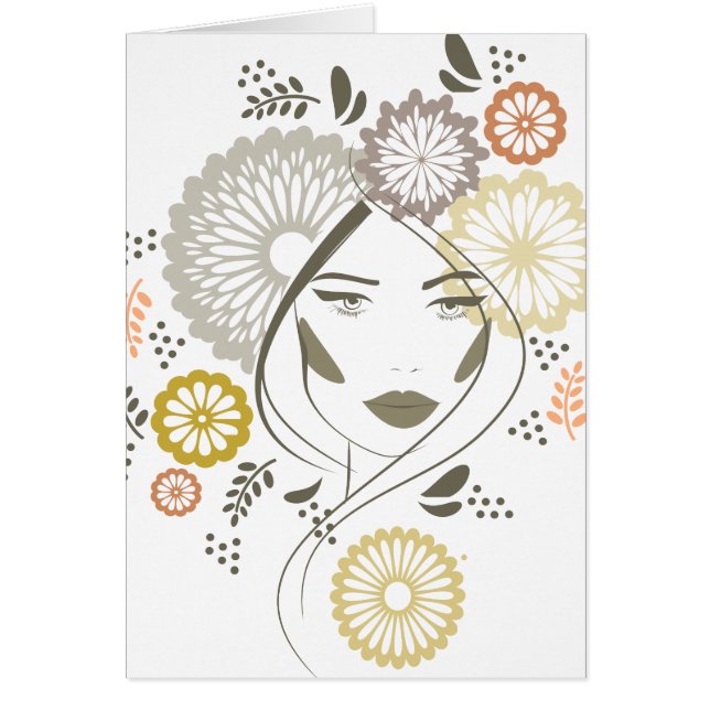 Cartão Retrato da menina do outono (Frente)