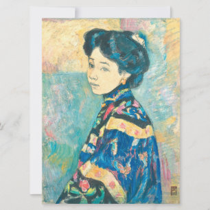 Cartão Retrato da Mulher Japonesa (por Fujishima Takeji)