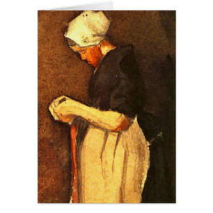 Cartão Retrato da Mulher Scheveningen por Vincent van Gog