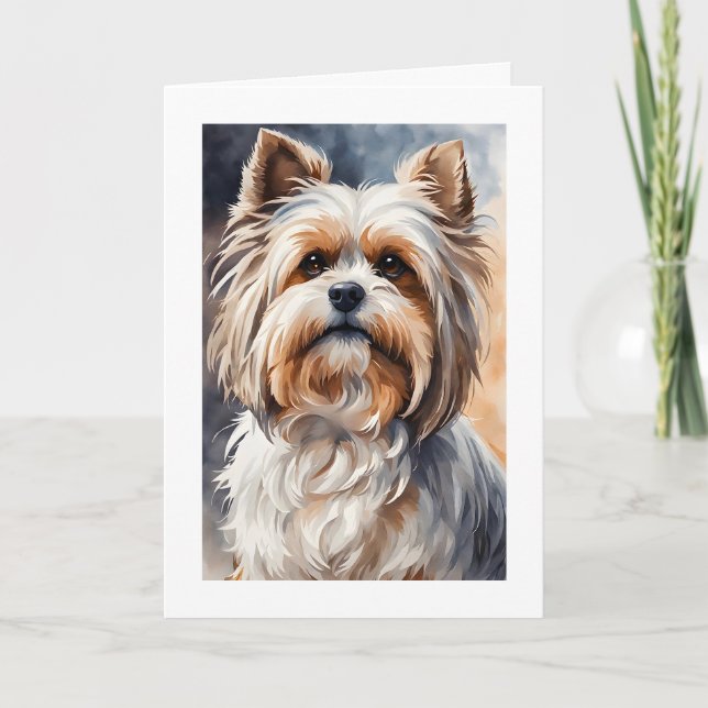 Cartão Retrato de Aquarela Pose Sweet Shih Tzu Vazio (Frente)