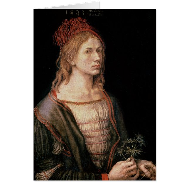 Cartão Retrato de auto com um cardo, 1493 (Frente)