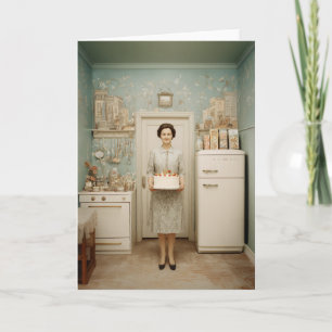 Cartão Retrato de Bolo de Cozinha Vintage