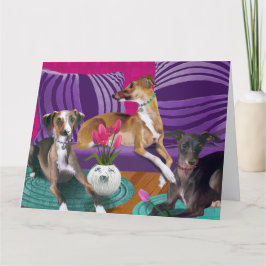 Cartão Retrato De Cão De Greyhound Italiano, Cena Colorid