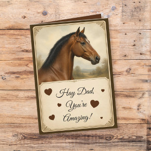 Cartão Retrato de Cavalo Vintage Dia dos Pais Fazendeiro