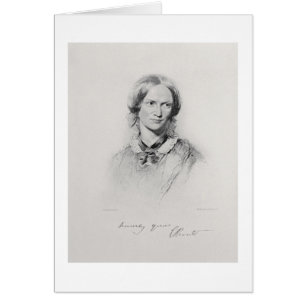 Cartão Retrato de Charlotte Bronte, gravado por Walker a