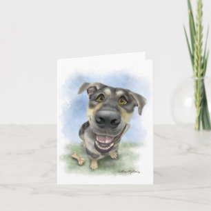 Cartão Retrato de Desenho Animado de Cachorro Feliz