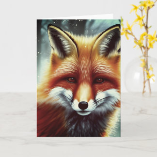 Cartão Retrato de Fox Vermelha Fluffy