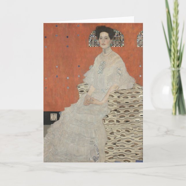 Cartão Retrato de Fritza Riedler por Gustav Klimt (Frente)