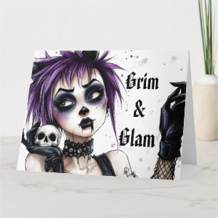 Cartão Retrato de Garota Gótica - Grim & Glam