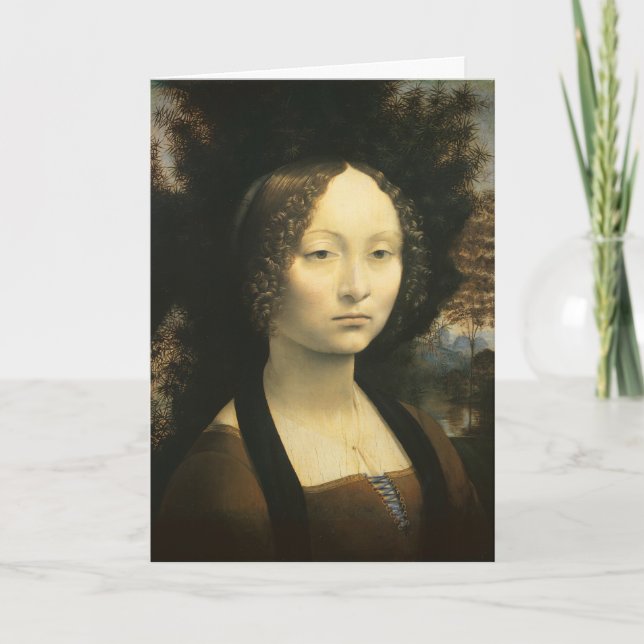 Cartão Retrato de Ginevra Benci de Leonardo da Vinci (Frente)