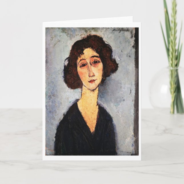 Cartão Retrato de Jeune Femme, Modigliani (Frente)