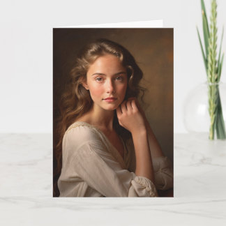 Cartão Retrato de jovem mulher.