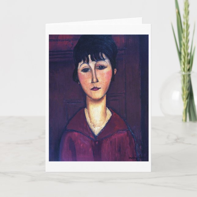 Cartão Retrato de Jovem Mulher, Modigliani (Frente)