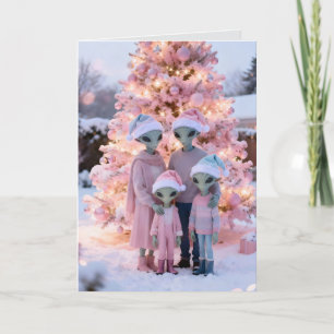 Cartão Retrato de Natal da Família de alienígenas