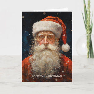Cartão Retrato de Papai Noel Estilo Van Gogh