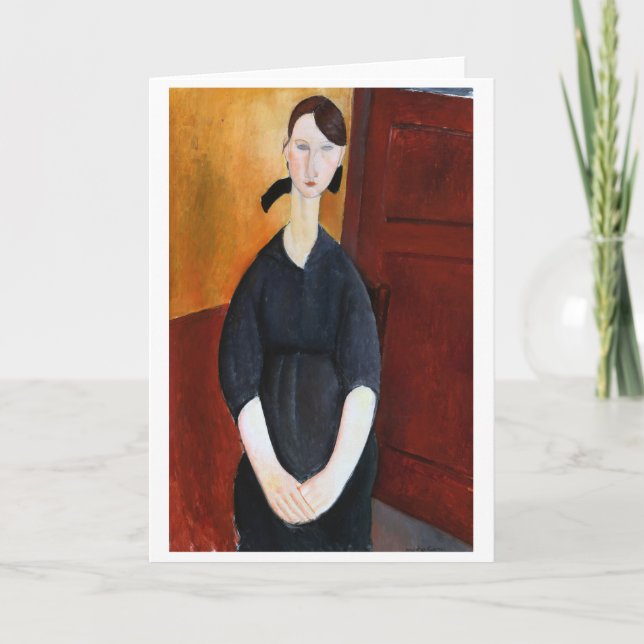Cartão Retrato de Paulette Jourdain, Modigliani (Frente)