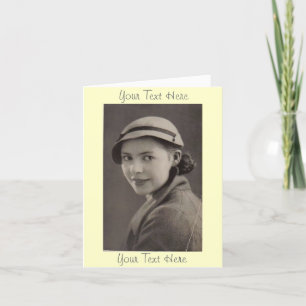 Cartão retrato de senhora de vintage em preto e branco